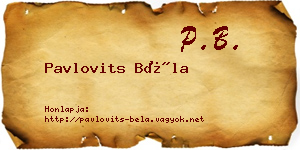 Pavlovits Béla névjegykártya
